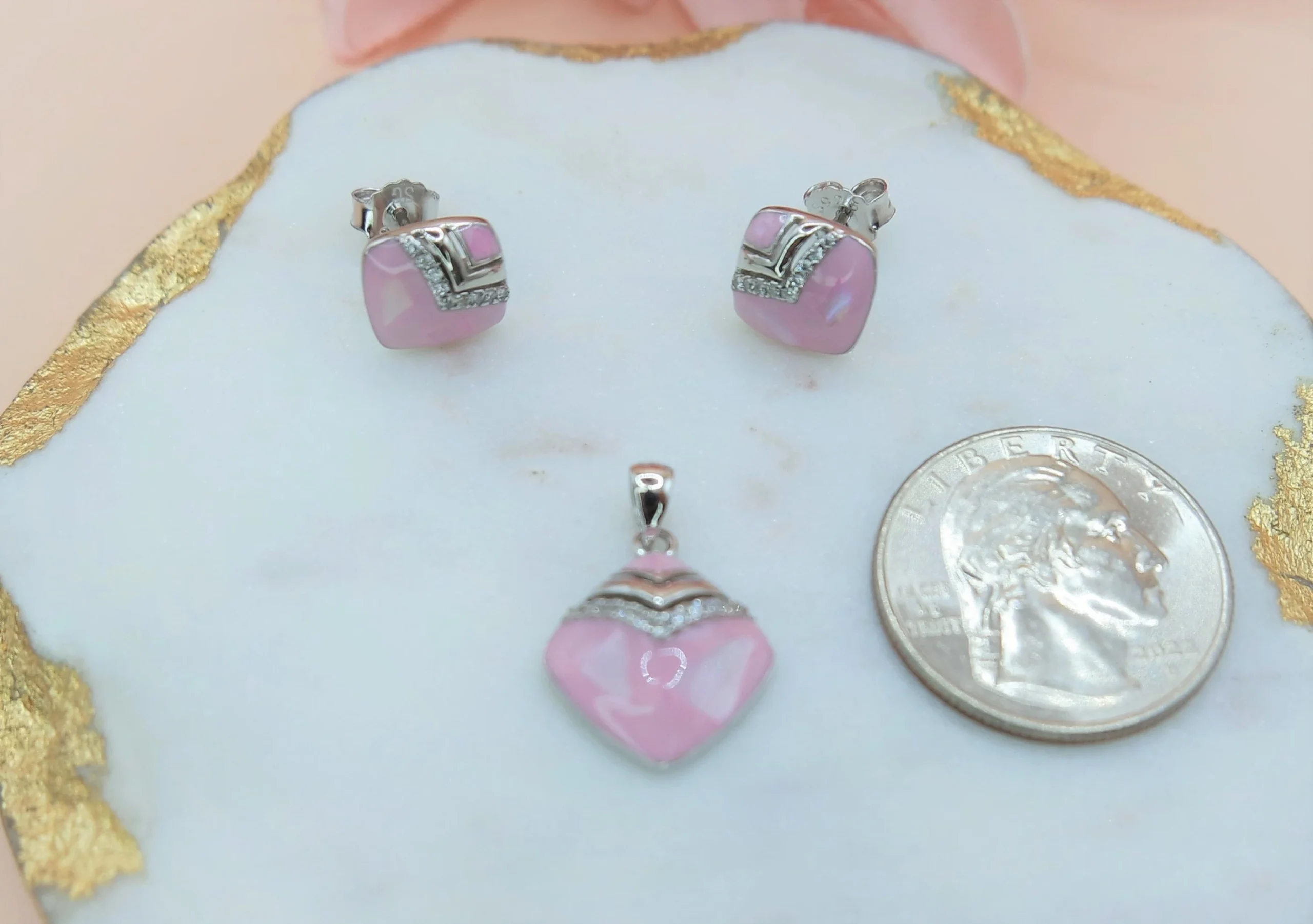925 Sterling Silver Brilliant Cut Pendant Set with Cubic Zirconia. Two Colors available, Gift For Her. - Image 5