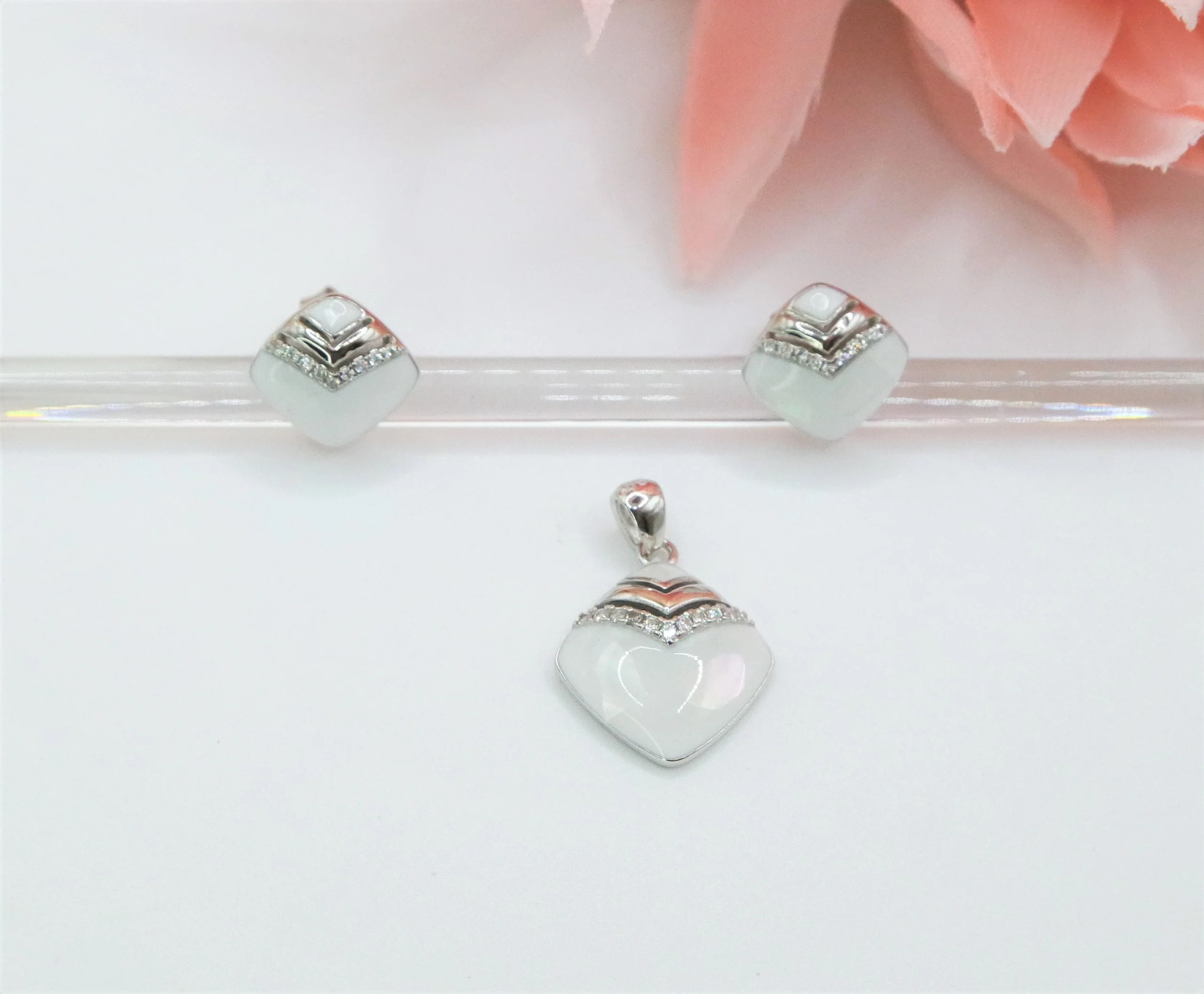 925 Sterling Silver Brilliant Cut Pendant Set with Cubic Zirconia. Two Colors available, Gift For Her. - Image 3