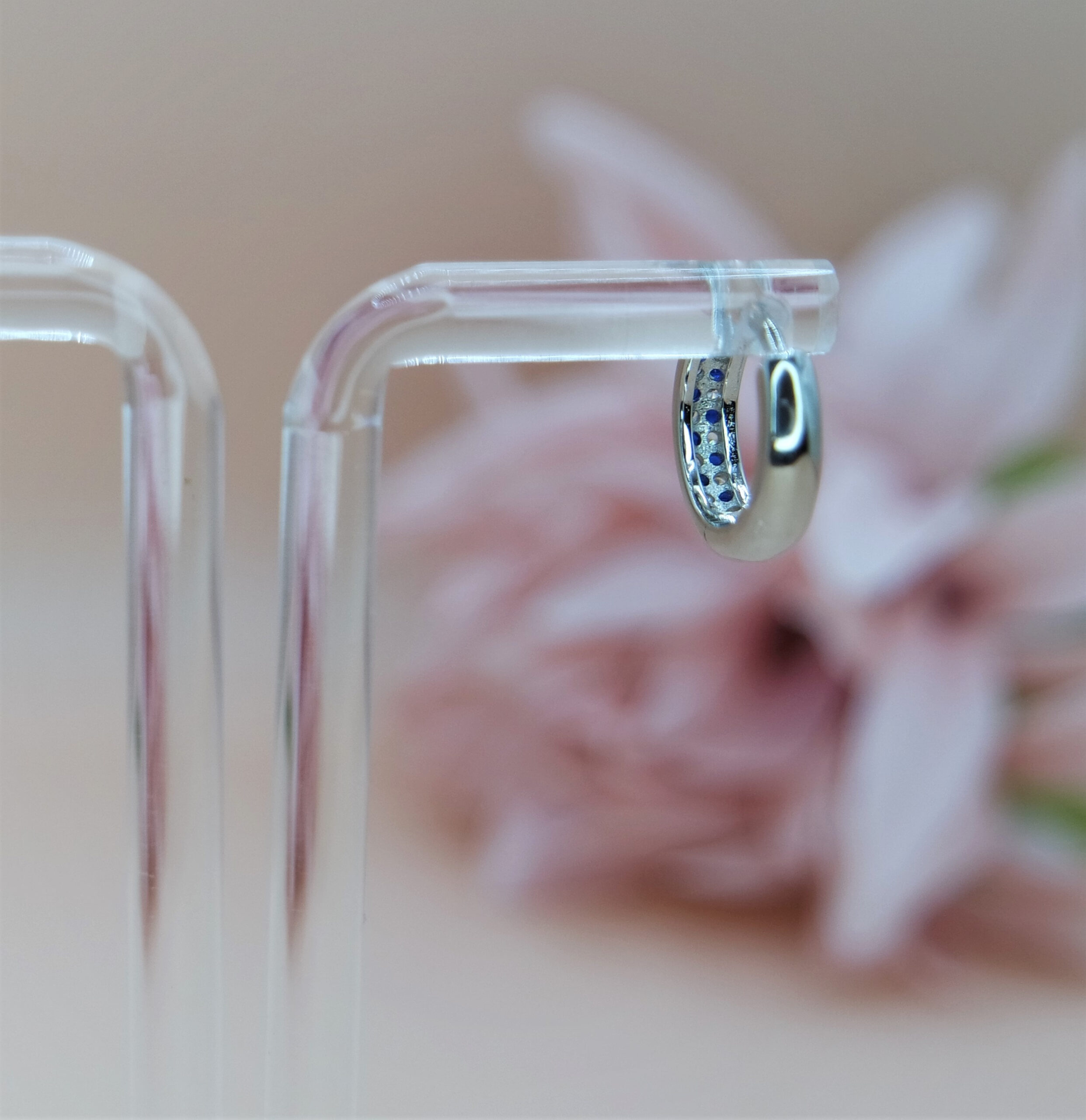 Huggie Earring, 2 Row Full Eternity Pave Cubic Zirconia Hoop Earring