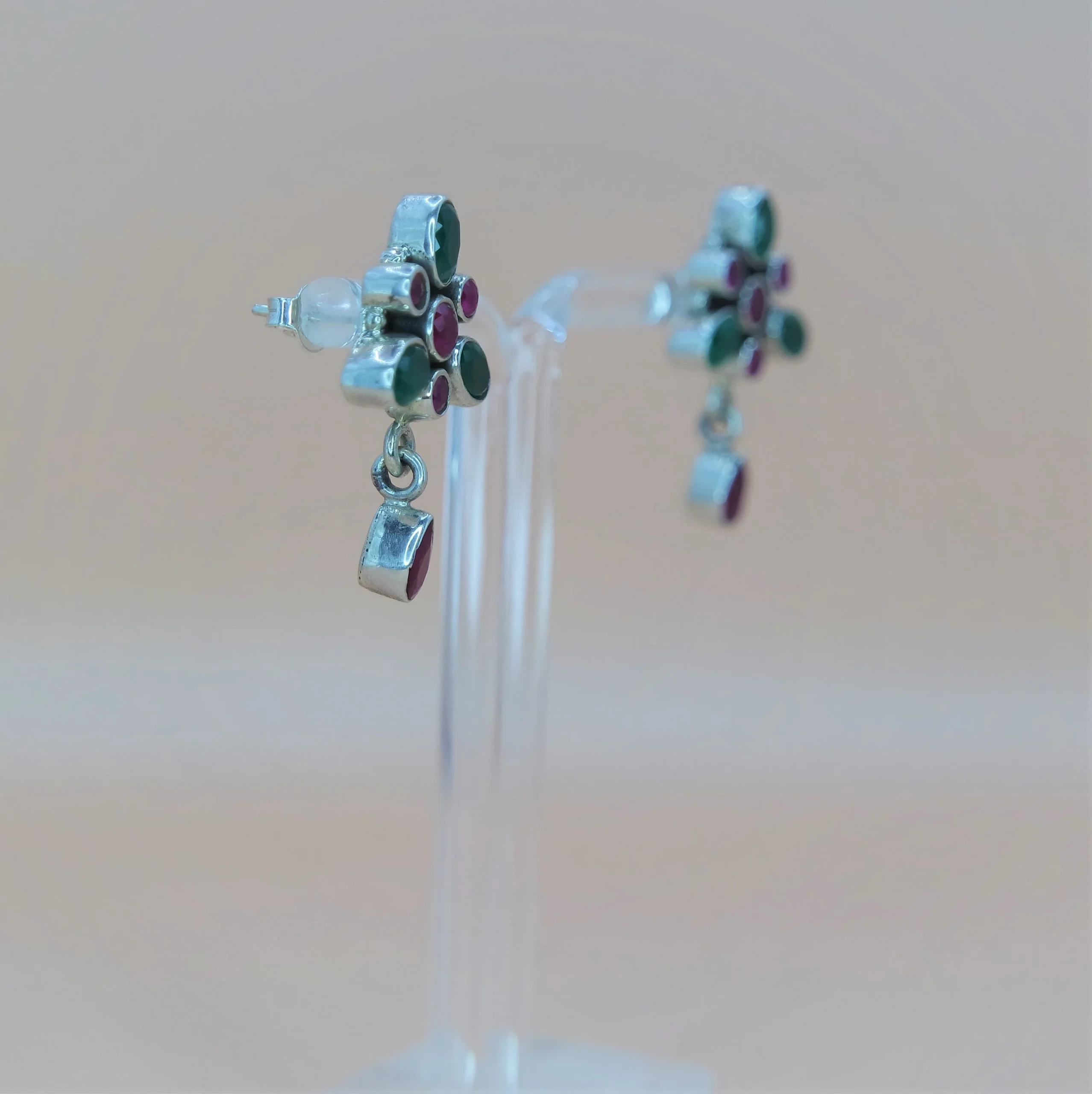 Semi-precious Multi Stone Dangle Earrings