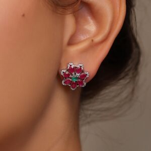 925 Sterling Sliver High Quality Cubic Zirconia Pave Stud Earrings. Gift for Her.