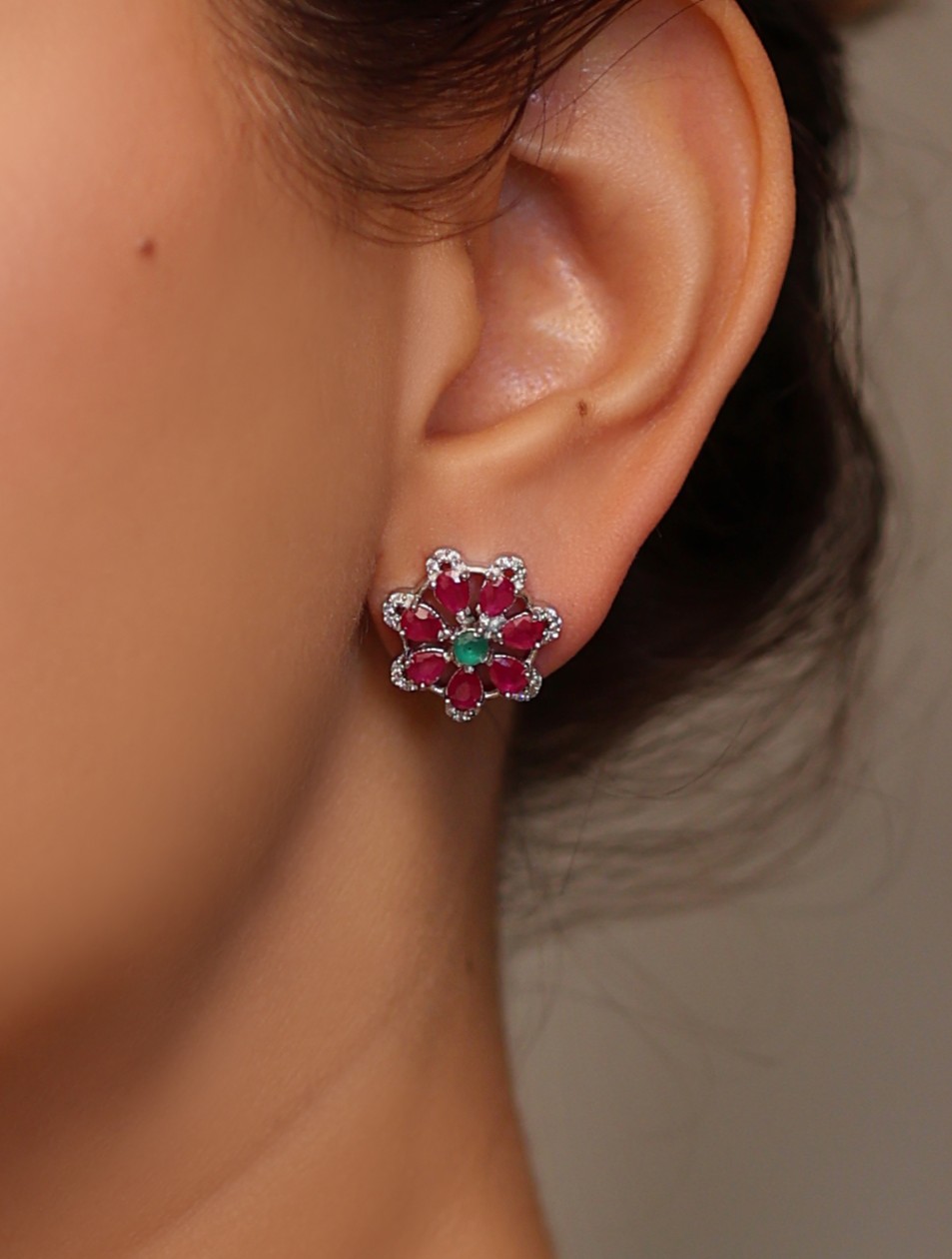 925 Sterling Sliver High Quality Cubic Zirconia Pave Stud Earrings. Gift for Her.