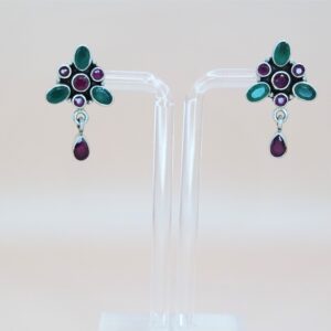 925 Solid Sterling Silver Semi-precious Multi Stone Dangle Earrings. Gift for Her