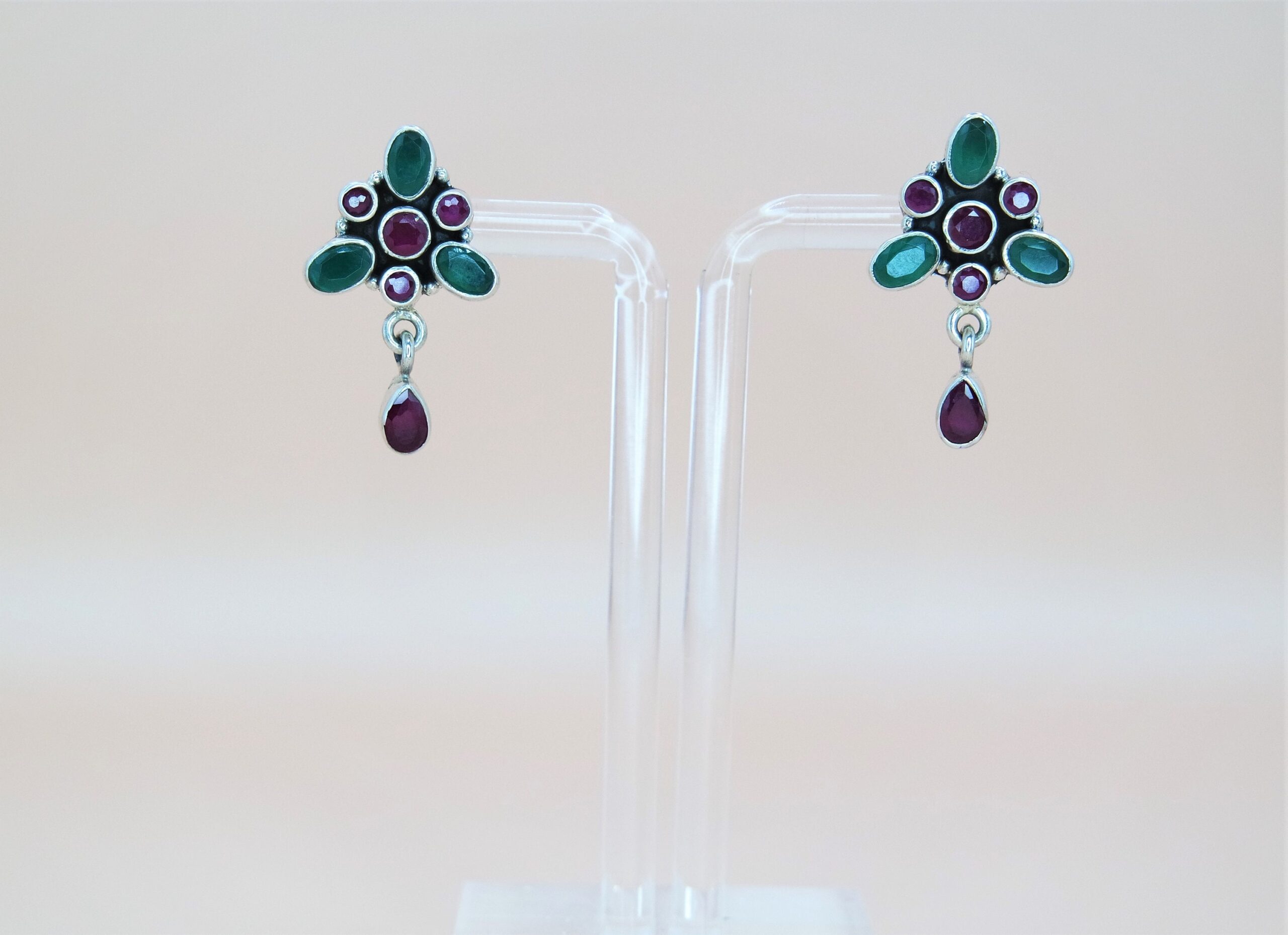 925 Solid Sterling Silver Semi-precious Multi Stone Dangle Earrings. Gift for Her