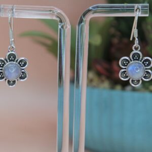 925 Sterling Silver Solid Semi-precious Stone Dangle Earrings. Gift for Her.