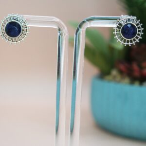 925 Sterling Silver Gemstone Stud Earrings, Semi-precious Round Studs. Gift for Her.