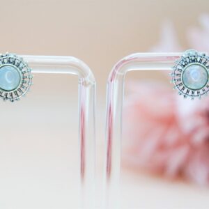 925 Sterling Silver Gemstone Stud Earrings, Semi-precious Round Studs. Gift for Her.