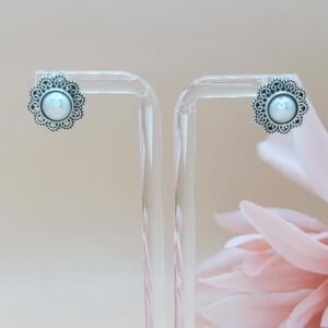 925 Sterling Silver Gemstone Stud Earrings, Semi-precious Round Studs. Gift for Her.