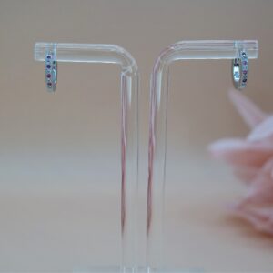 925 Solid Sterling Silver CZ Earrings, Pave Cubic Zirconia Hoop Earrings, Statement Jewelry. Gift for Her.