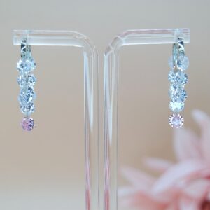 925 Sterling Silver CZ Earrings. Hoop Dangle Earrings with Bling. Gift for Her.
