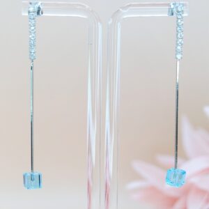 925 Sterling Silver Cubic Zirconia Long Drop Earrings, Elegant Earrings available in 4 colors. Gift for Her.