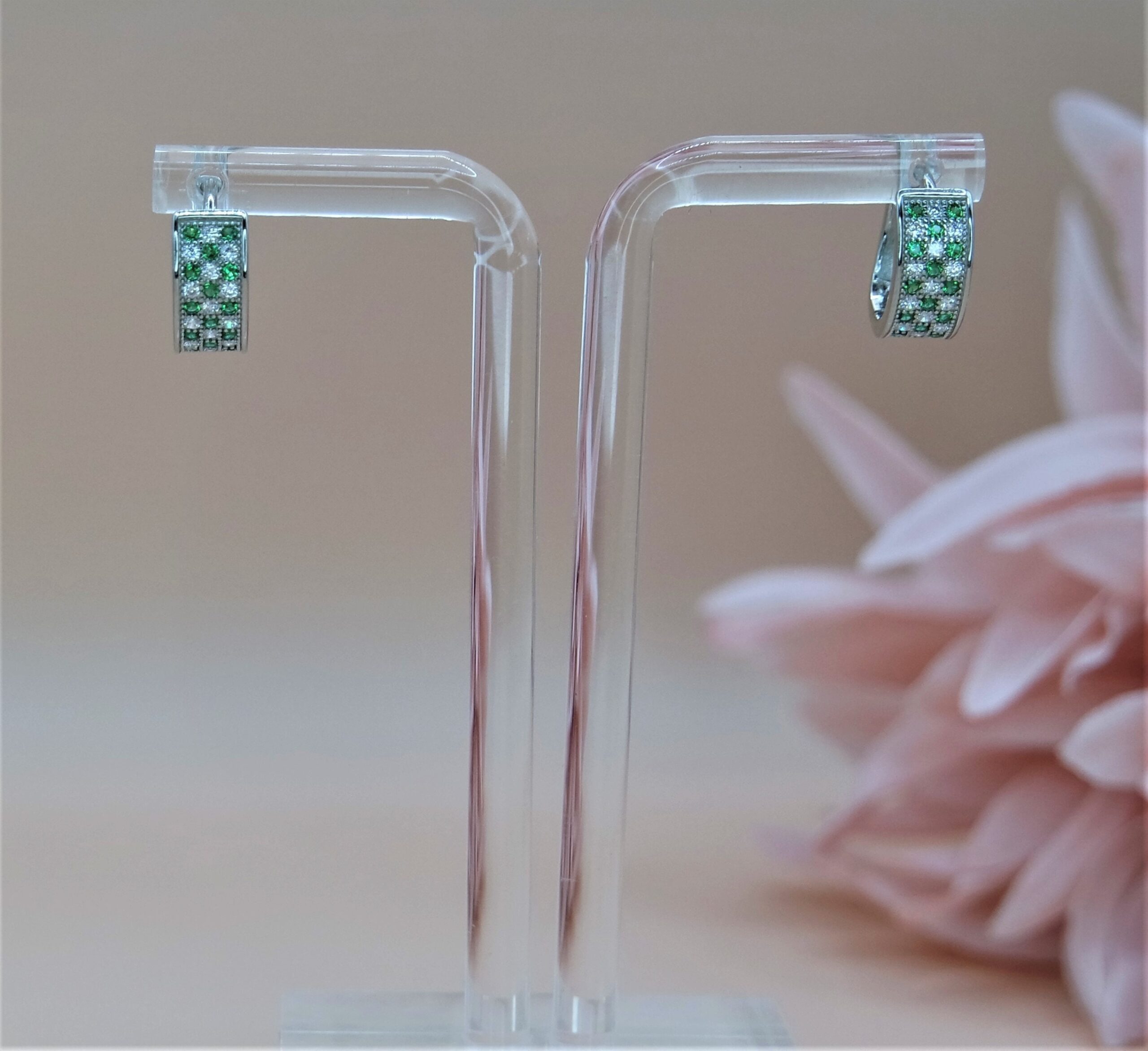 925 Solid Sterling Silver CZ Huggie Earring, 3 Row Full Eternity Pave Cubic Zirconia Hoop Earring, Statement Jewelry. Gift for her.
