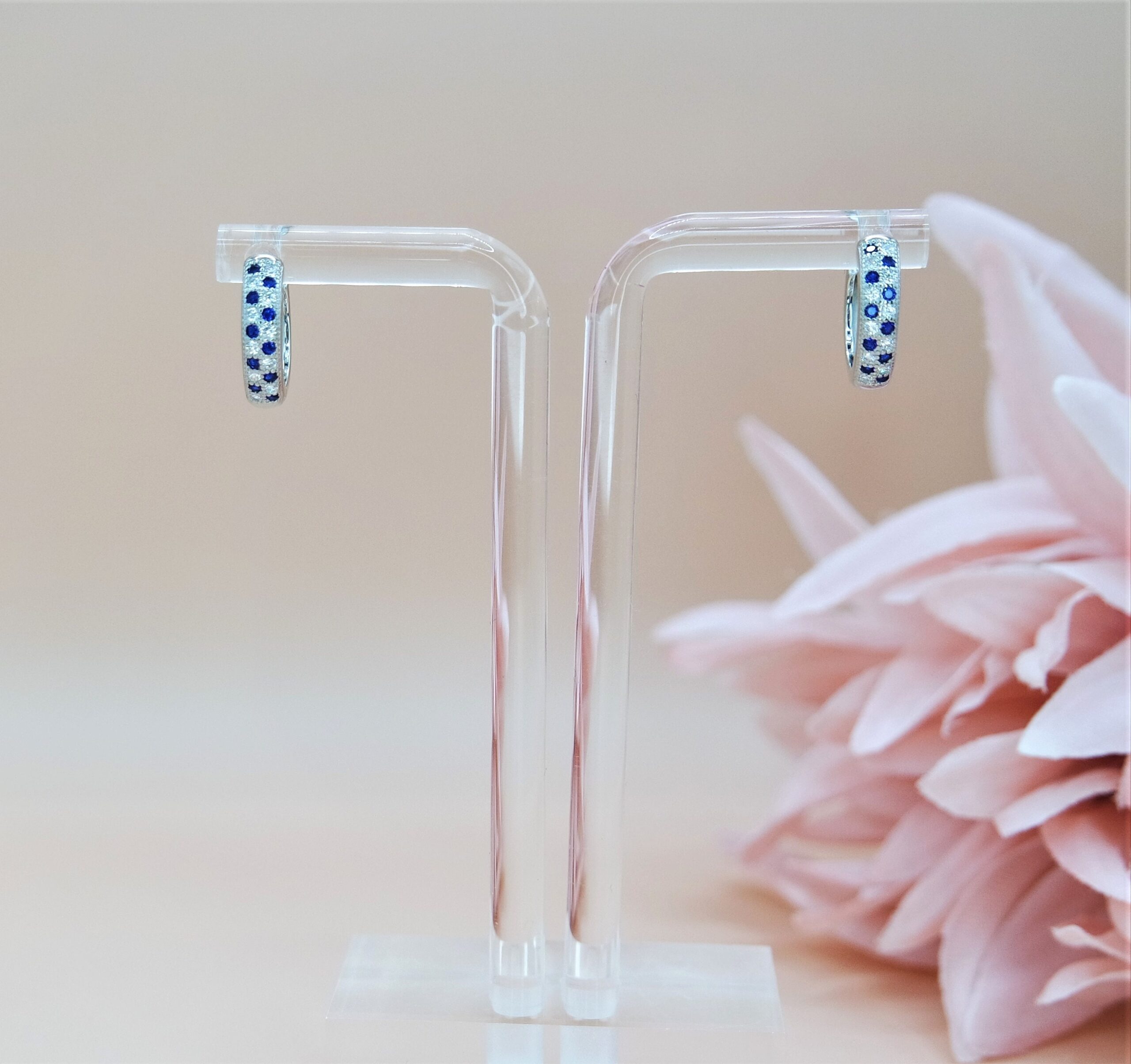 925 Solid Sterling Silver CZ Huggie Earring, 2 Row Full Eternity Pave Cubic Zirconia Hoop Earring, Statement Jewelry. Gift for her.