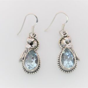925 Sterling Silver Parrot Finished Dangle Earrings with semi-precious Stone, Gift for Her.