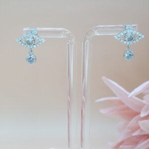 925 Sterling Silver Evil Eye Stud Earrings. Cubic Zirconia Earrings, Lightweight Earrings, Gift for her