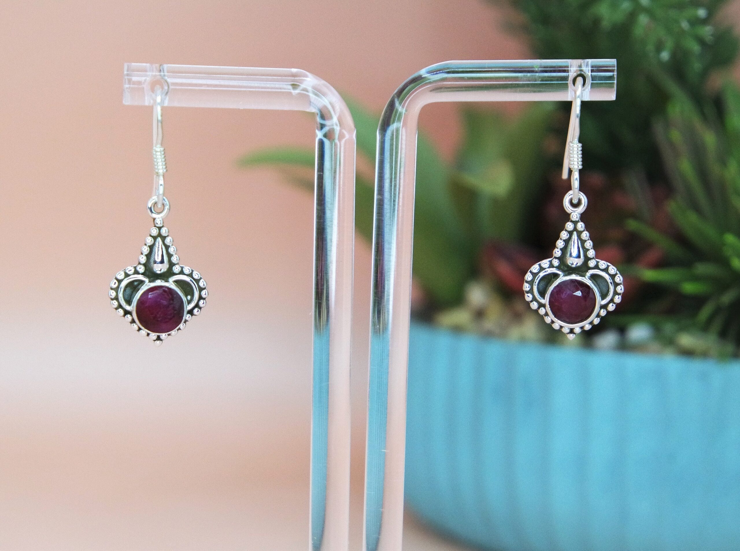 925 Sterling Silver Solid Semi-Precious Stone Dangle Earrings. Gift for Her.
