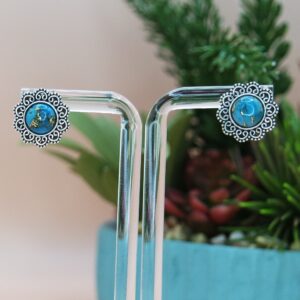 925 Sterling Silver Gemstone Stud Earrings, Semi-precious Round Studs. Gift for Her.