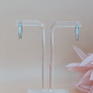 925 Sterling Silver Solid CZ Earrings, Pave Cubic Zirconia Hoop Earrings, Statement Jewelry. Gift for Her.