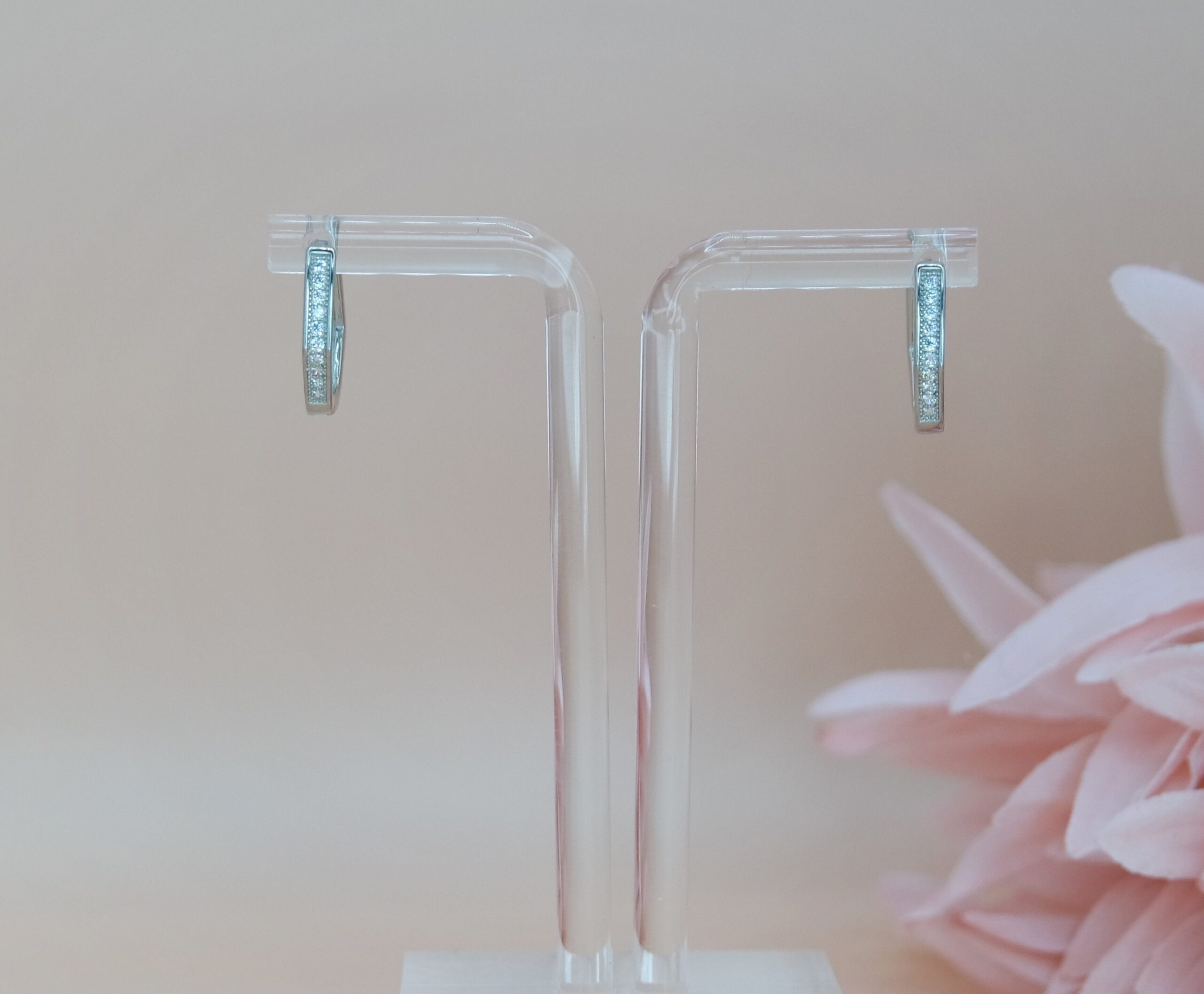925 Sterling Silver Solid CZ Earrings, Pave Cubic Zirconia Hoop Earrings, Statement Jewelry. Gift for Her.