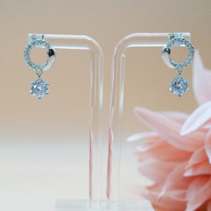 Elegant Round Cut Cubic Zirconia Drop Stud Earrings, Lightweight Earrings, Gift for Her.