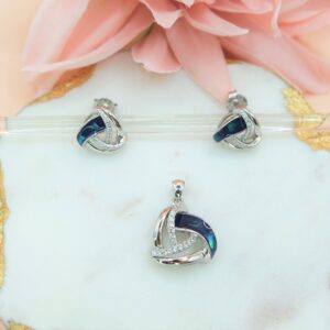 925 Sterling Silver Pendant Set, Solid Sterling Silver Pendant Set with Cubic Zirconia. Two colors available, Gift for Her.