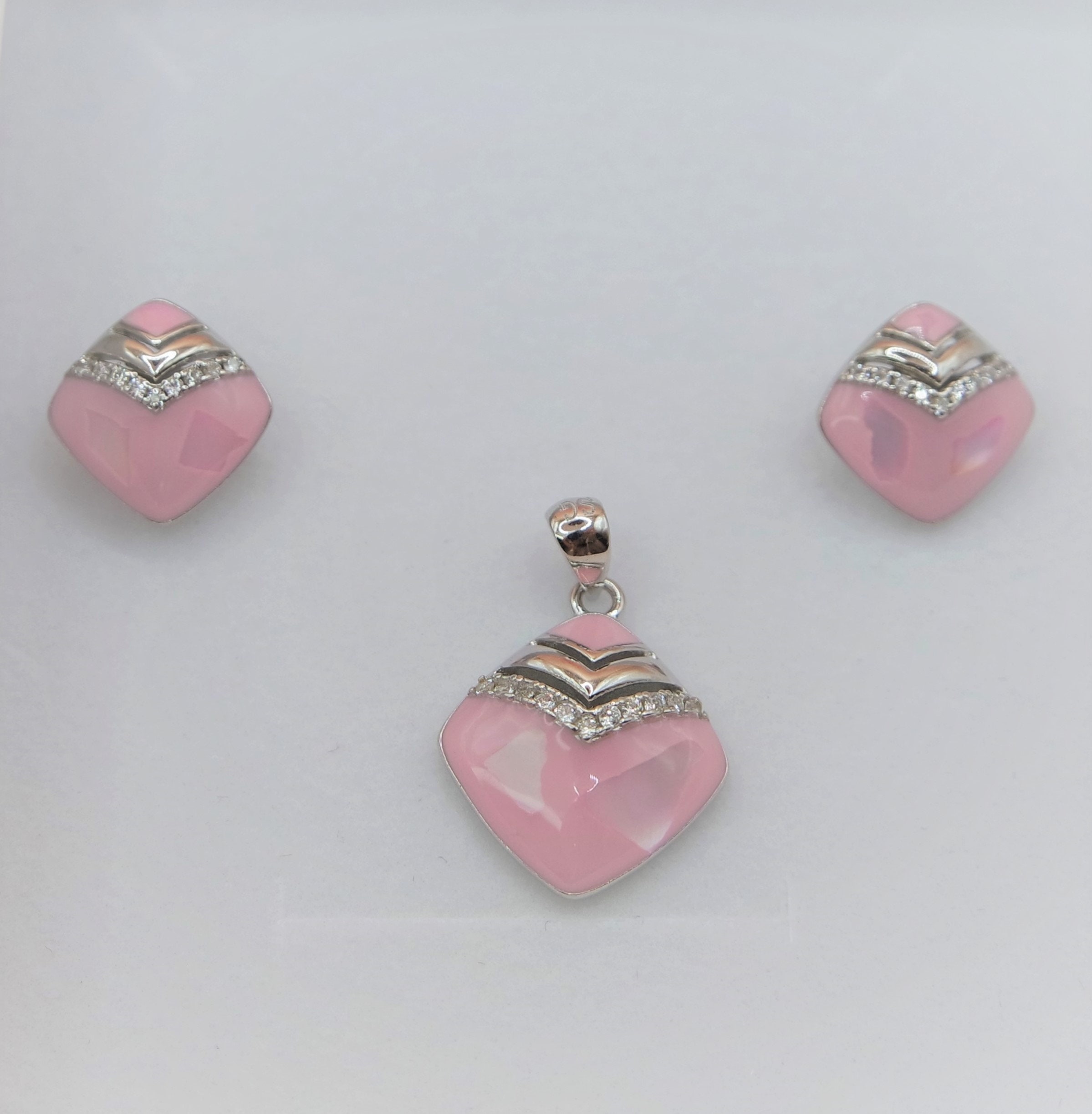 925 Sterling Silver Brilliant Cut Pendant Set with Cubic Zirconia. Two Colors available, Gift For Her.