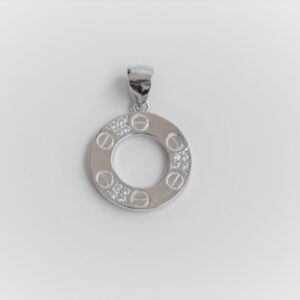 925 Sterling Silver Round Pendant with CZ. Gift For Her