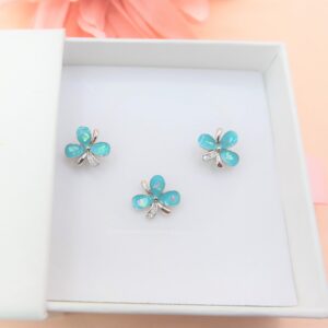 925 Sterling Silver Flower Pendant Set. Cubic Zirconia Pendant Set. Gift for Her.