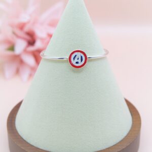 925 Sterling Silver Captain America Shield Adjustable Bangle Bracelet for Kids.