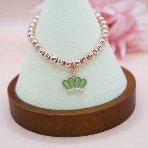 925 Sterling Silver Beaded Bracelet, Stretch Bracelet in Rose Gold Gilt. Gift for Her.