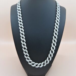 925 Sterling Silver Cubic Zirconia Cuban Heavy Chain, CZ Necklace.