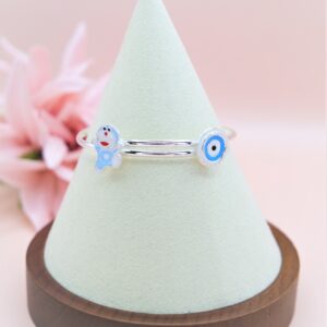 925 Sterling Silver Evil Eye Adjustable Bangle Bracelet for Kids