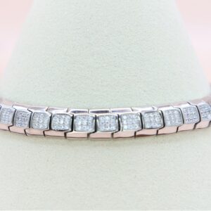 925 Sterling Silver Cubic Zirconia Chain Bracelet.