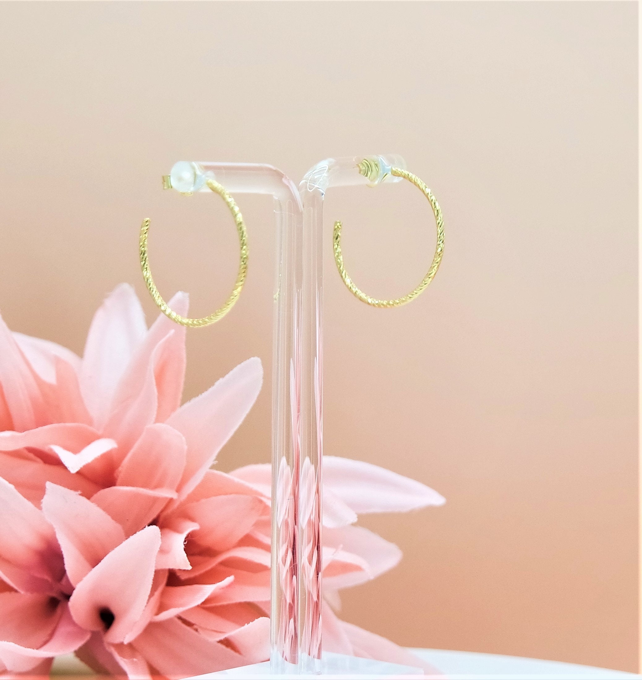 925 Sterling Silver Italian Hoop Earrings with Gold Gilt, Hoop Earrings. Gift for Her.