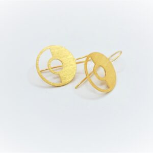 925 Sterling Silver Italian Matte Gold Gilt Earrings. Round Earrings. Gift for Her.