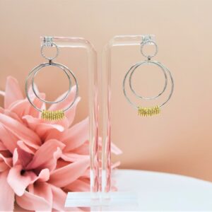 925 Sterling Silver Hoop Earrings, 2 Circle Earrings, Double Hoop Earrings. Gift for Her.