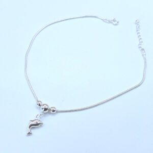 925 Sterling Silver anklet, Snake chain with dolphin charm anklet and 925 stamped. Gift for her.