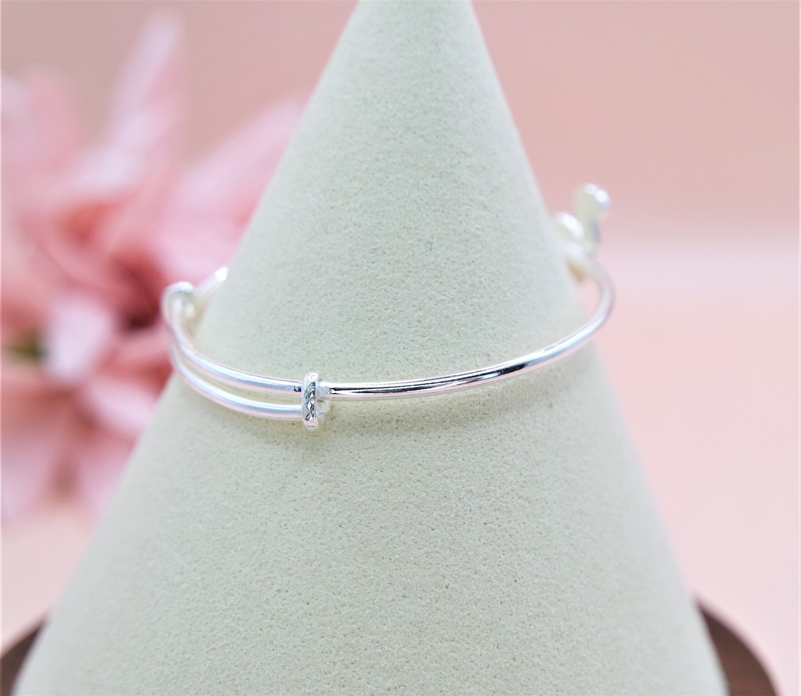 925 Sterling Silver Pink Dino Adjustable Bangle Bracelet for Kids - Image 2