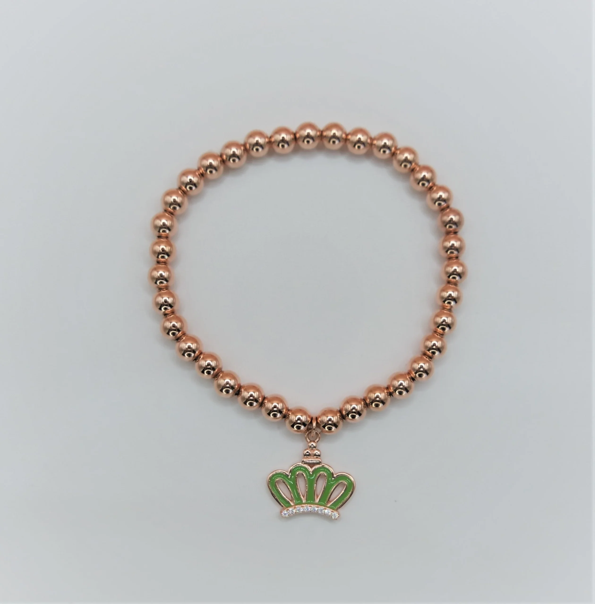 925 Sterling Silver Beaded Bracelet, Stretch Bracelet in Rose Gold Gilt. Gift for Her. - Image 4